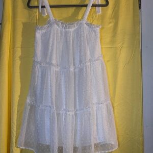 Trixxi White Tiered Polka Dot Dress